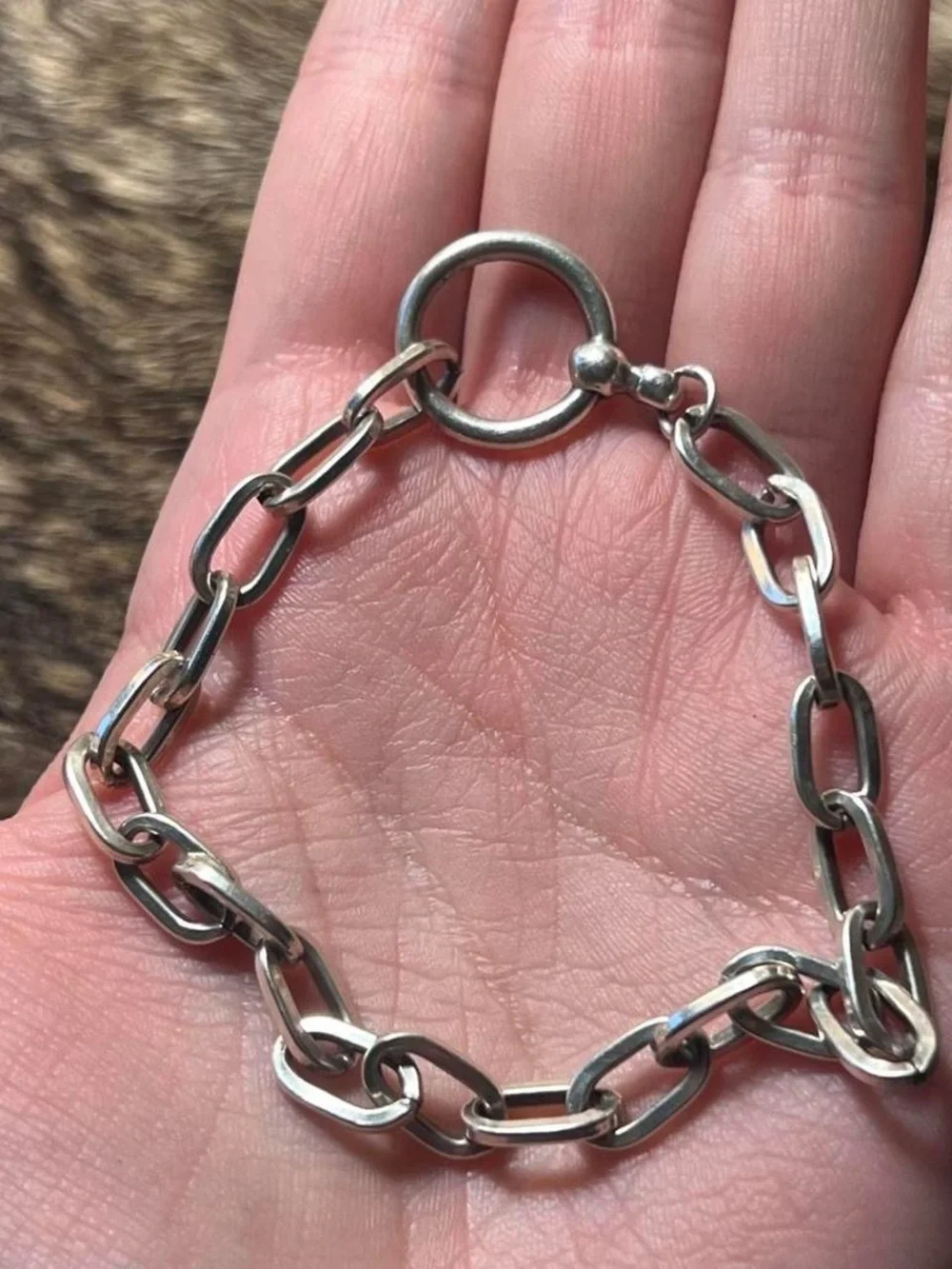 Sterling silver large link chain bracelet